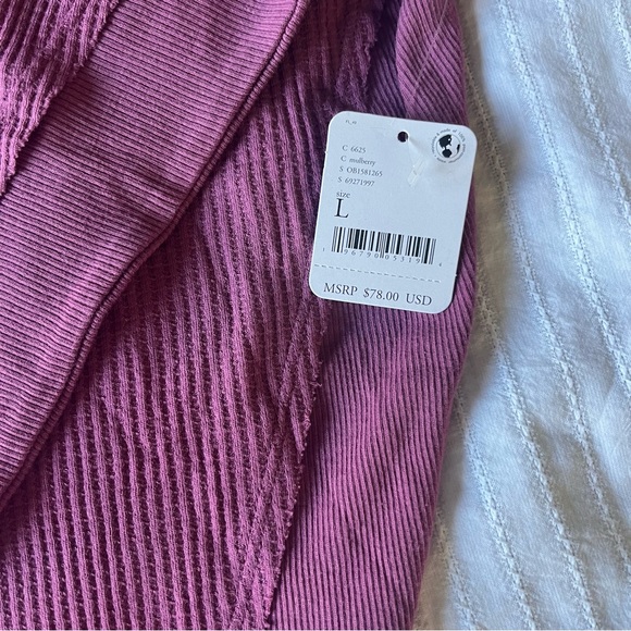 NWT Free People Santa Clara waffle thermal in Mulberry, large, 100% cotton - Picture 7 of 12